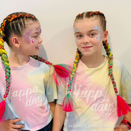 Jumbo Braiding Hair Extensions African Braids Hair Straight Yaki Texture Synthetic Fiber Mixed Color For Children And Women